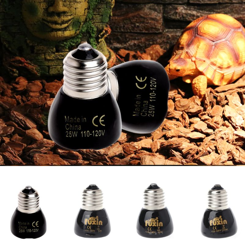 Lampe chauffante à infrarouge pour animaux de compagnie, ampoule noire, 25W 50W 75W 100W, Mini émetteur de chaleur en céramique, pour élevage de reptiles, 110 - 120 V