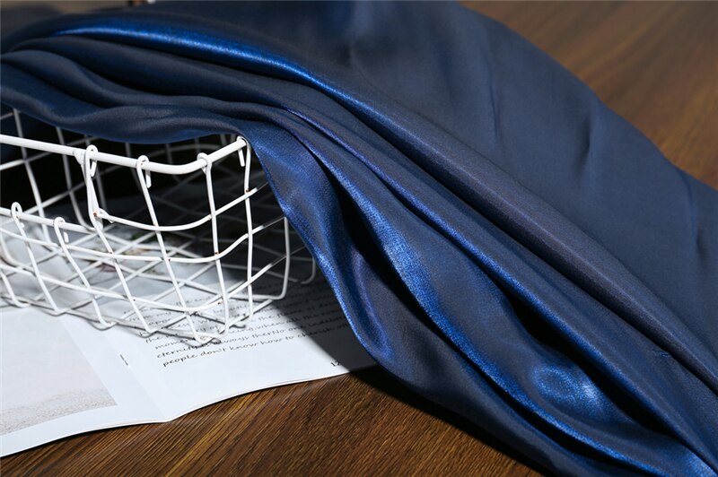 Tela de algodón de seda de vidrio degradado, azul oscuro, rojo, ropa Lisa drapeada sedosa, costura artesanal,: Azul