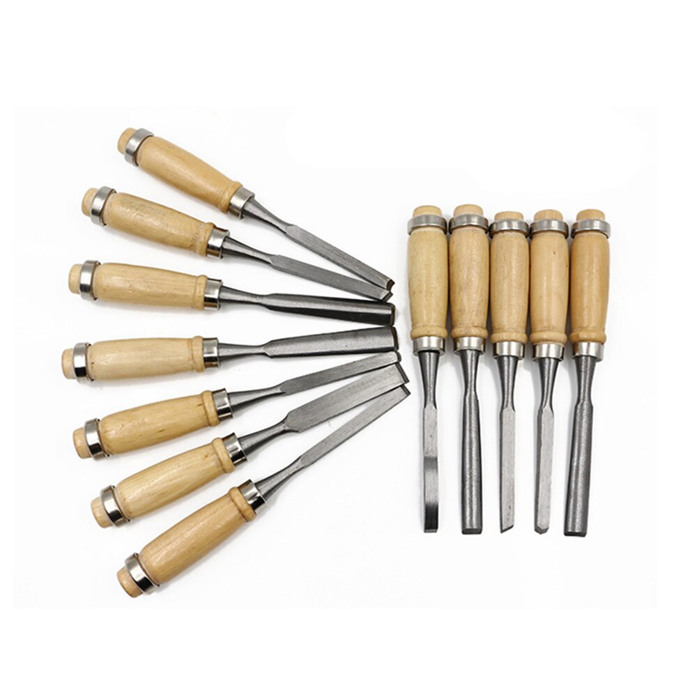 12 Stuks Professionele Houtsnijwerk Beitel Set Hand Beitel Tool Kit Houtbewerking Carving Beitels Gereedschap Diy Tools Gedetailleerde Handgereedschap