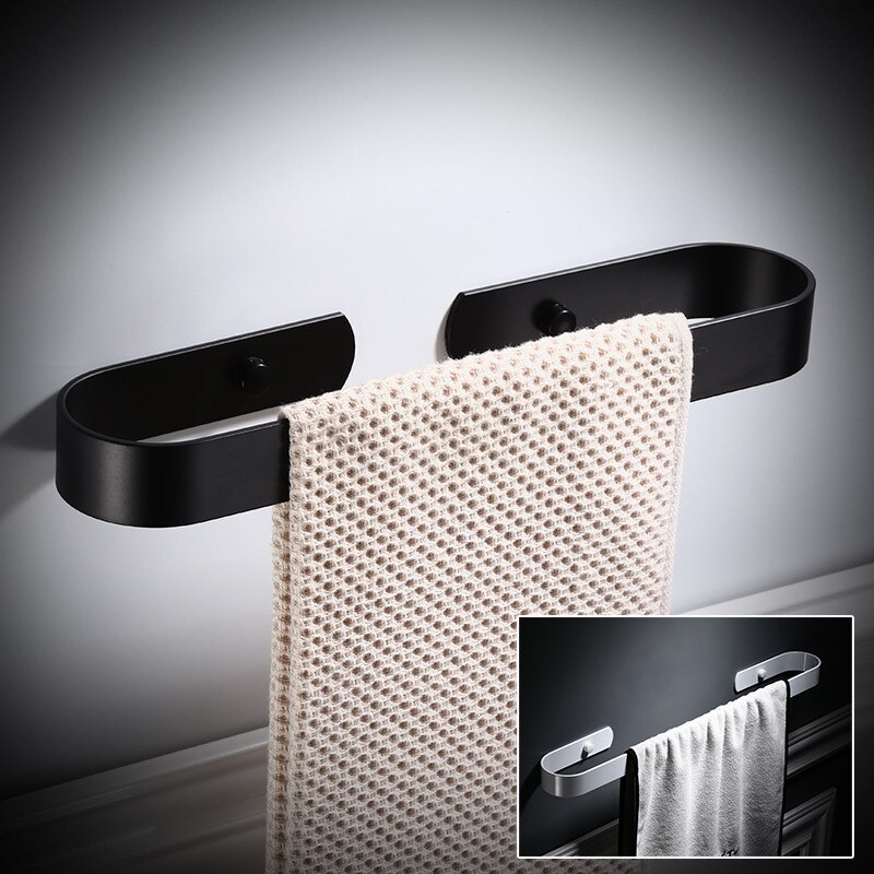 Aluminium Badkamer Handdoek Bars Handdoekenrek Wall Mounted Handdoek Bar Zwart Bakken/Wit Bad Hardware Badkamer Accessoires 30-60Cm