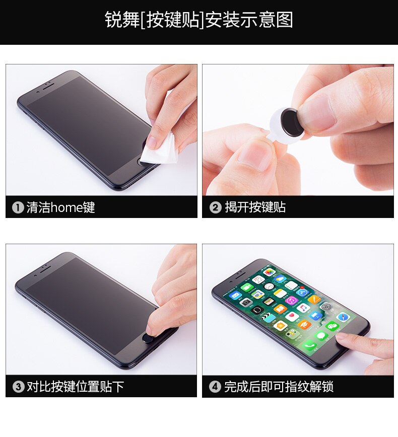 Aluminum Touch ID Home Button Sticker for iPhone 7/6S/6, 7/6S/6 Plus, SE/5S with Fingerprint Identification Functio