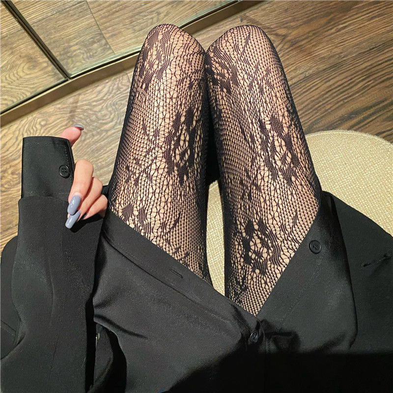 Nuevas medias bordadas de malla con lazo, pantimedias inferiores para mujer, medias sexis de nailon con lazo, medias caladas de estilo Punk a la: Lavanda
