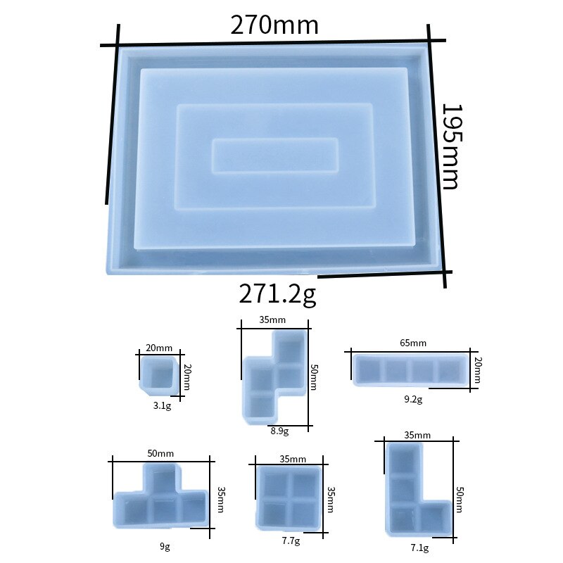 DIY Tetris epoxi Cristal de Molde de resina espejo hecho a mano molde de silicona para la decoración de la Mesa de resina molde