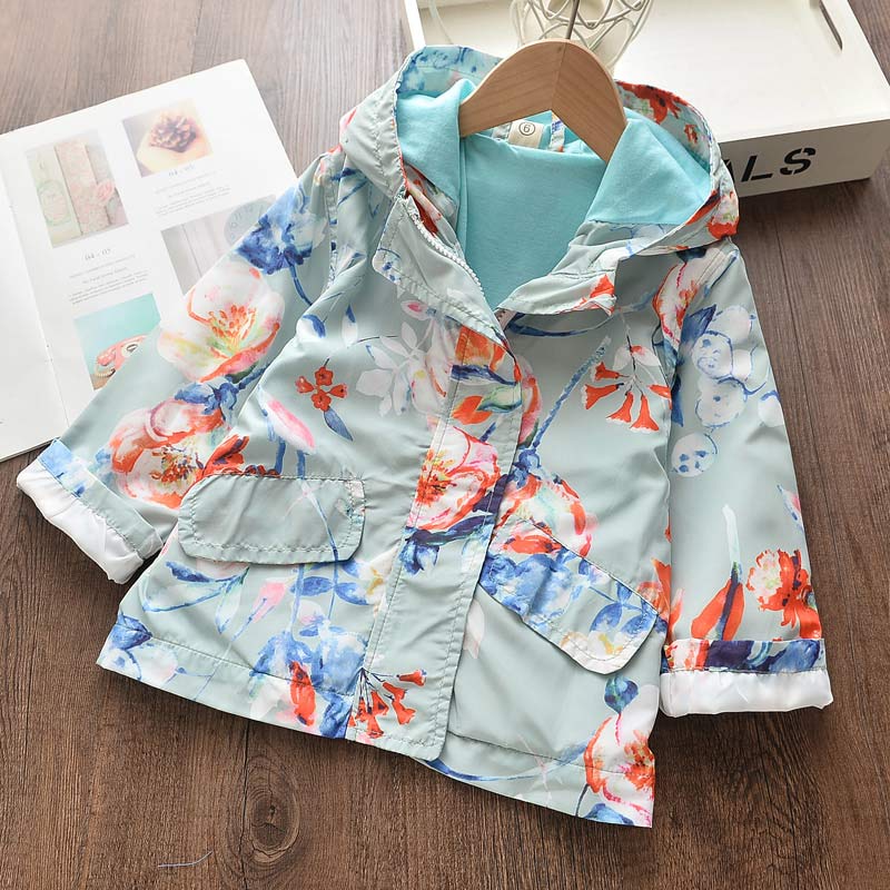 Ours Leader filles manteaux printemps enfants vestes hiver coupe-vent Floral fille vêtements à capuche vêtements pour enfants doux enfant tenues: AX1206 Green / 3T