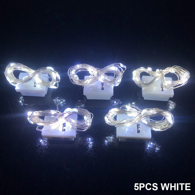 Guirlande lumineuse LED clignotante intelligente, 5 pièces, décoration pour noël, mariage, fête, Restaurant, lumières rapides et lentes, avec 3 piles boutons: 5pcs WHITE
