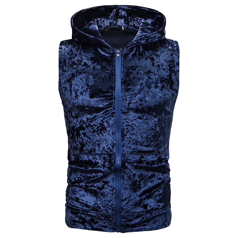 königlich Blau Hoodie Reißverschluss Weste Männer Neue Ärmel Große Tasche Mit Kapuze Westen Herren lässig Warme Bequeme Chaleco hombre: königlich Blau / uns Größe M