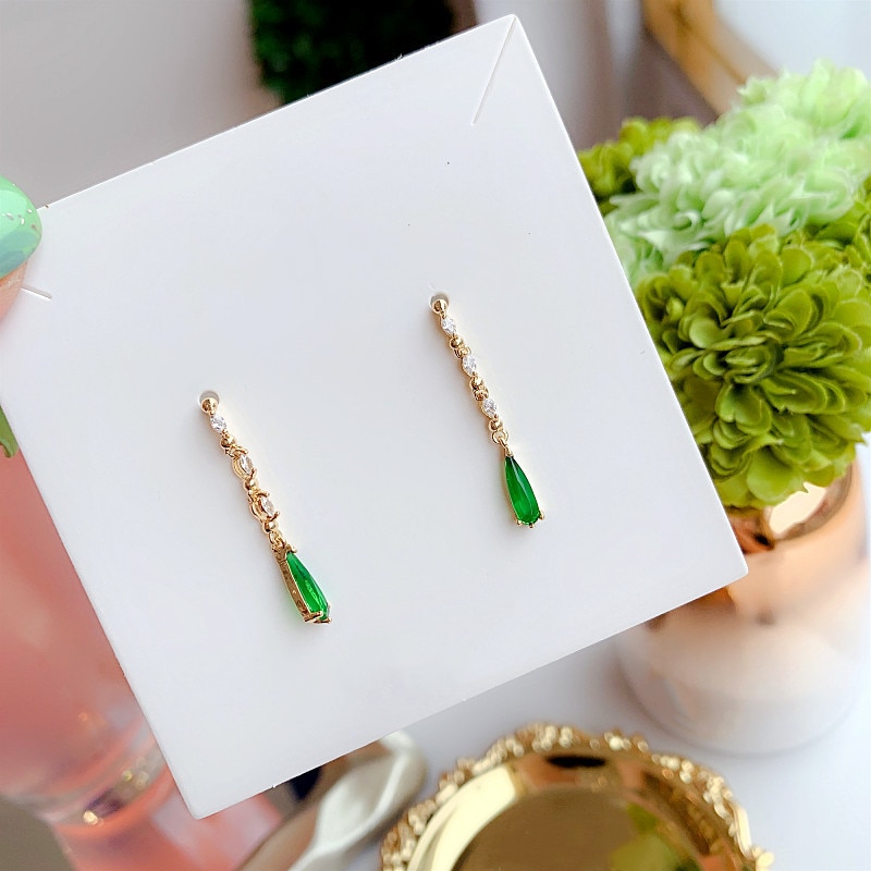 contracted exquisite crystal Water shape Style long Women temperament earrings