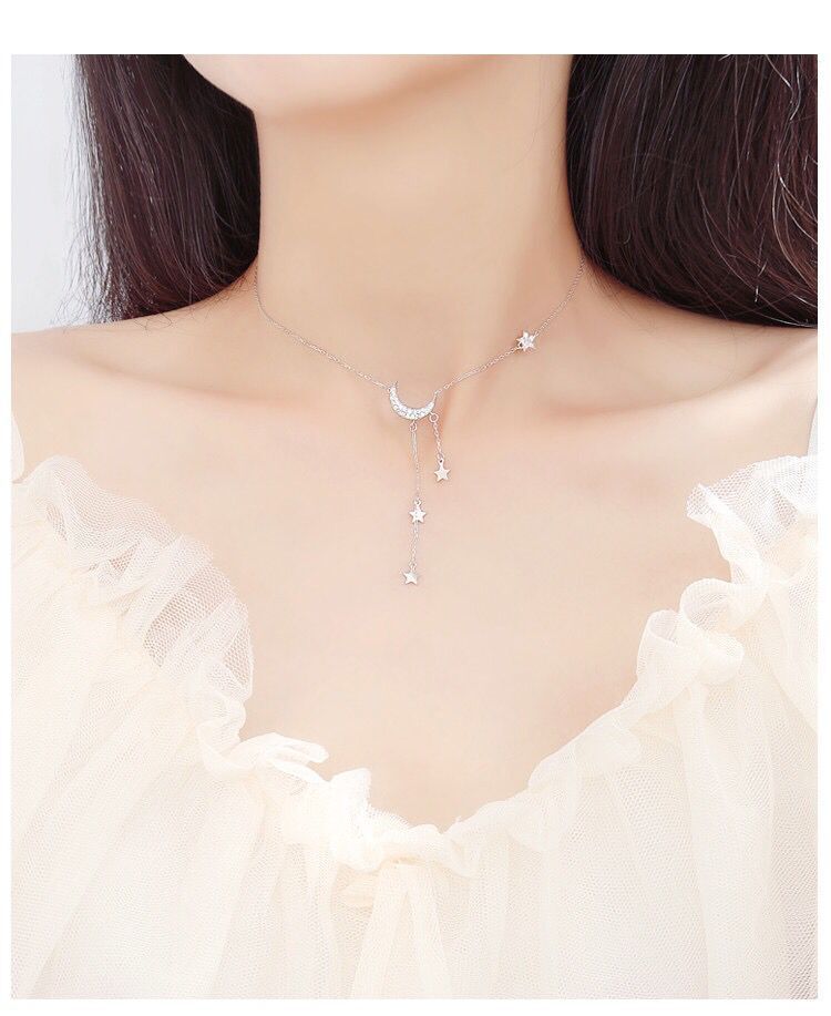 Moon and Stars 925 sterling silver necklaces for girl Christmas jewelry bulk sell christmas X5731