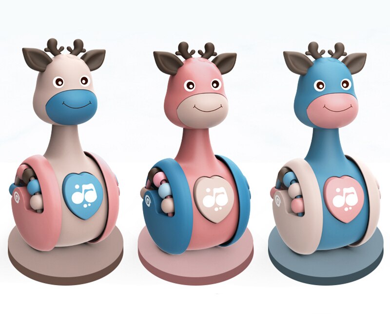 Sliding Deer Baby Tumbler Rattle Learning Education Toys Newborn Teether Infant Hand Bell Mobile Stroller Music Roly-poly Toy