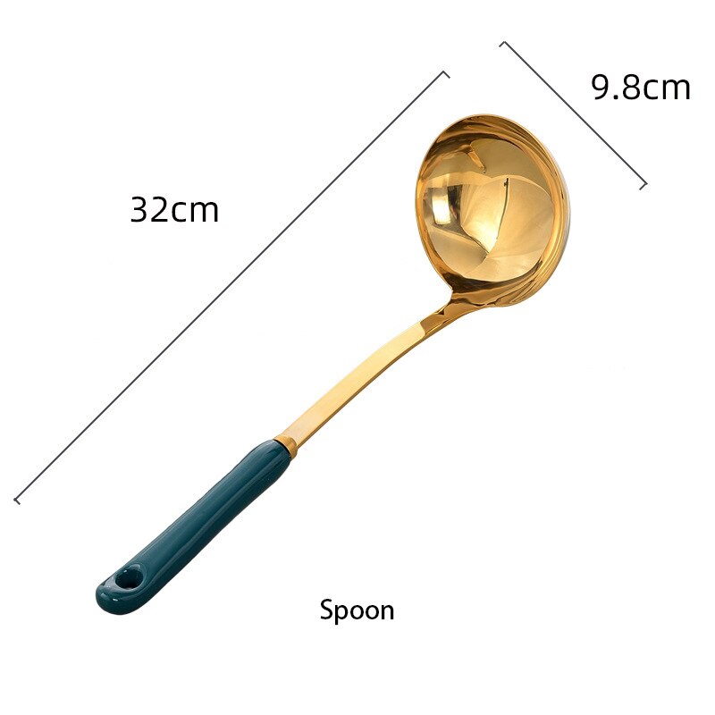 1pcs Green Porcelain Plate ceramic Dinner Plate Tableware Dinner Set Phnom Penh Exquisite Dinnerware Big Soup Ladle Leak Spoon: Soup spoon