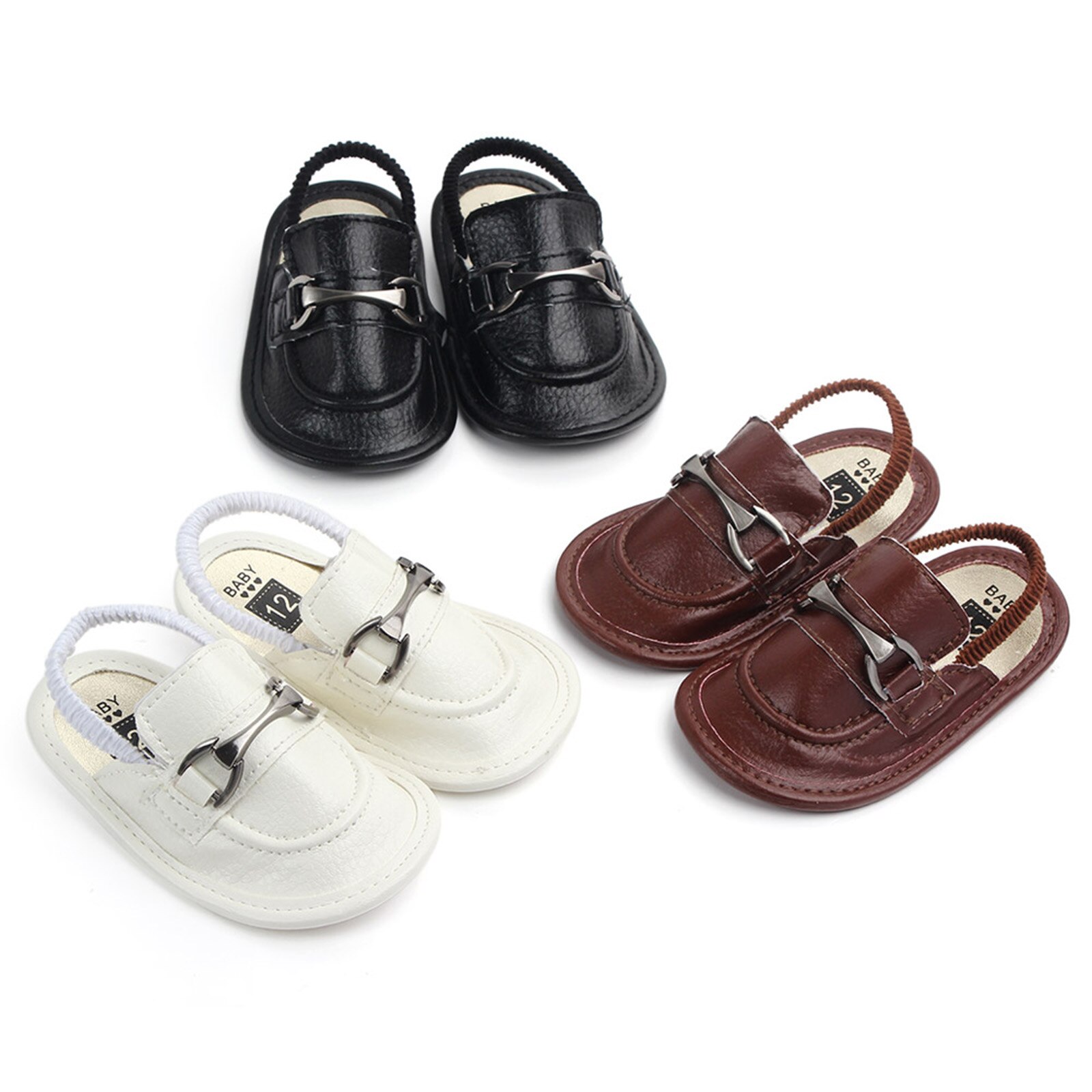 Sandales en cuir PU pour bébés garçons et filles, chaussures plates antidérapantes à semelle souple, à bout fermé, pour premiers pas des tout-petits,