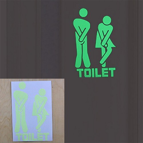 Funny Smile Bathroom Wall Stickers Glow in the Dark Toilet Sticker Home Decor Waterproof Wall Decals WC Door Decorative Poster: Stand Up YG