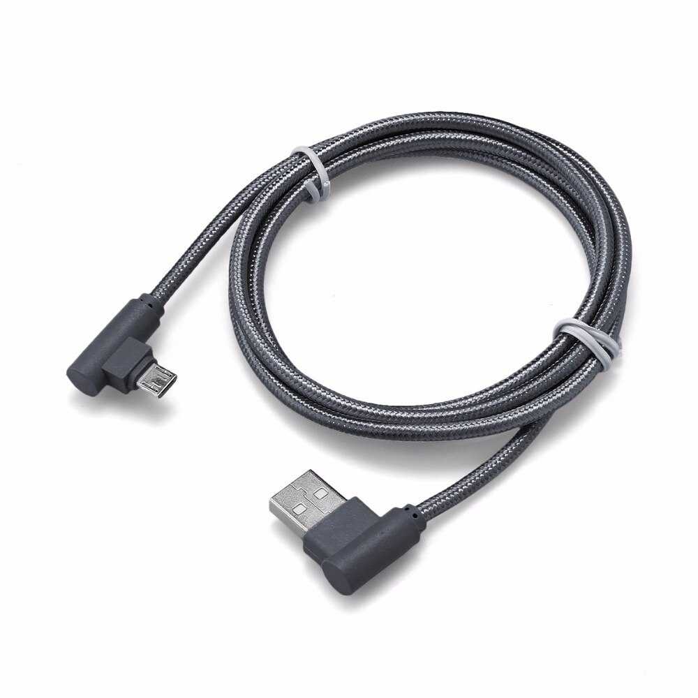 NEUE Nylon Geflochtene Haken Micro Usb 2A Lade für Android Micro Usb Winkel Kabel 90 Grad Schnelle Aufgeladen für Samsung huawei: Gray / 2m