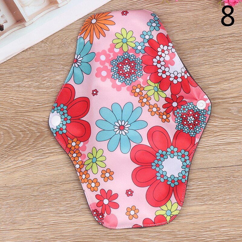 Almohadillas reutilizables impermeables para momia, almohadillas menstruales de tela Interior de lana de carbón de bambú impresas con flores para mujer