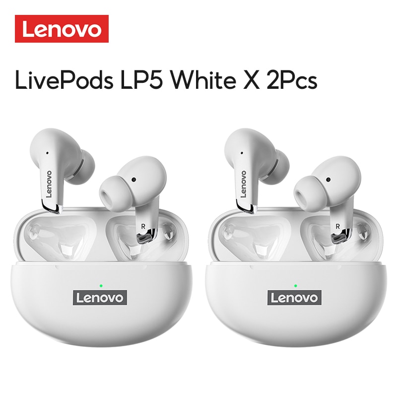 Lenovo LP5 Mini Bluetooth Oortelefoon 9D Stereo Waterdichte Draadloze Oordopjes Voor Iphone 13 Xiaomi Bluetooth Hoofdtelefoon Met Mic: White X2