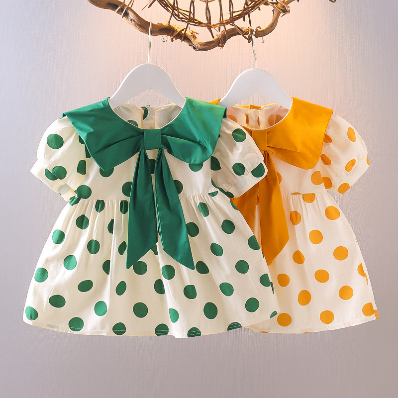 Vestido de verano con estampado de lunares para niñas, vestidos de estilo informal, ropa de de princesa