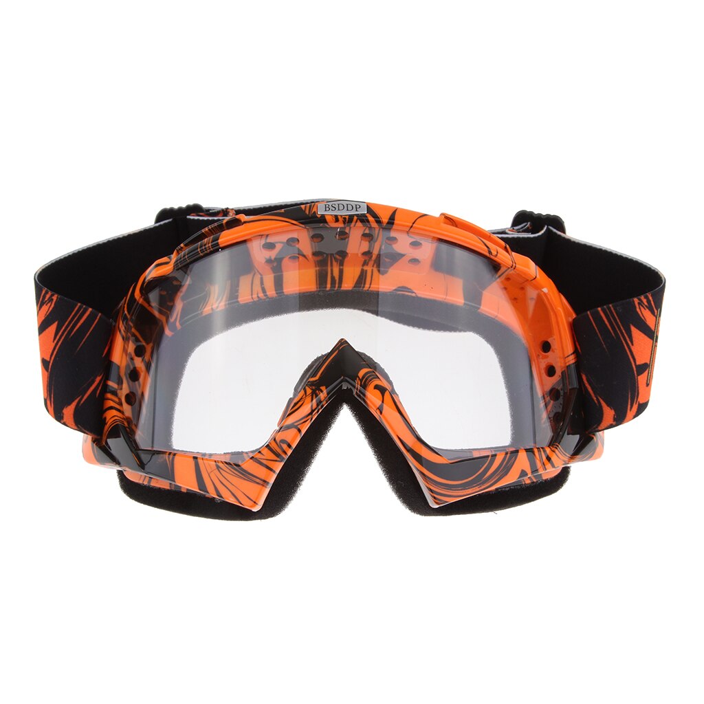 1x motorsykkelhjelm motocrossbriller briller briller snowboardbriller brille snøskibriller anti-tåke skimaske: Oransje-hvit