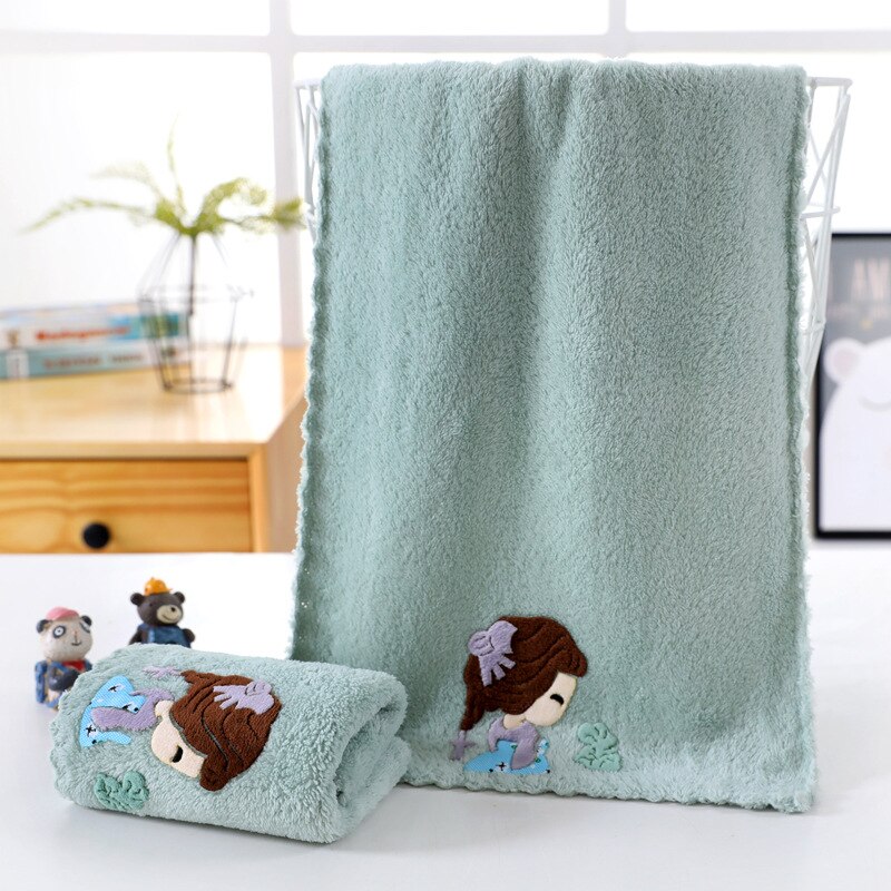 Toalla pequeña de terciopelo Coral para niños, paño suave absorbente de agua, 25x50cm, de lavado de cara, cuidado de limpieza de baño de microfibra: Verde