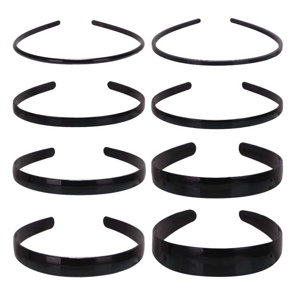 Bandeau large noir Simple 0.5/0.6/0.8/1.2/2/2.5cm, bandeau en plastique pour filles et femmes, cerceau de tête antidérapant à dents, accessoires pour cheveux DIY