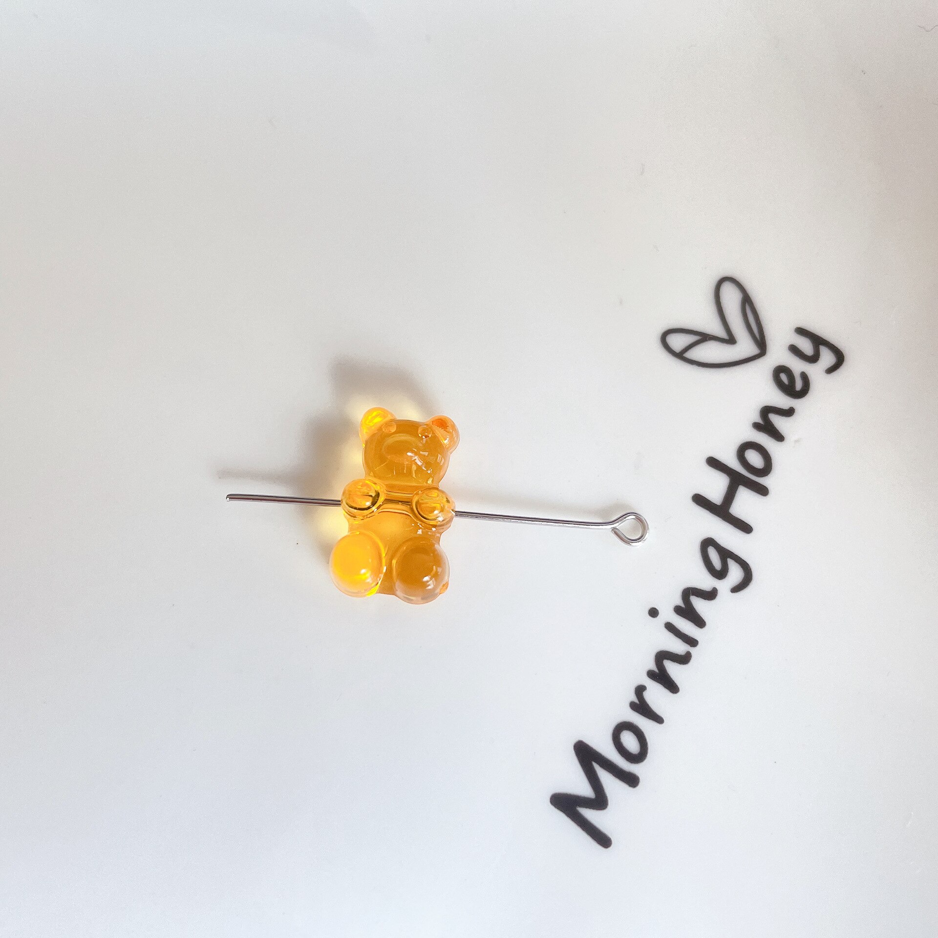 Rainbow Kleurrijke Leuke Gummy Bear Acryl Kralen Voor Sieraden Maken Ketting Armband Oorbellen Beren Kerstcadeau Kruis Gat: 14mm / YELLOW