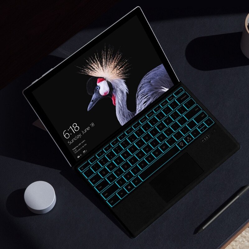 Ultra-Slim 5mm Bluetooth 3.0 Keyboard Wireless Rechargeable Illuminated Keyboard for Micro Soft Surface Pro 7 Plus