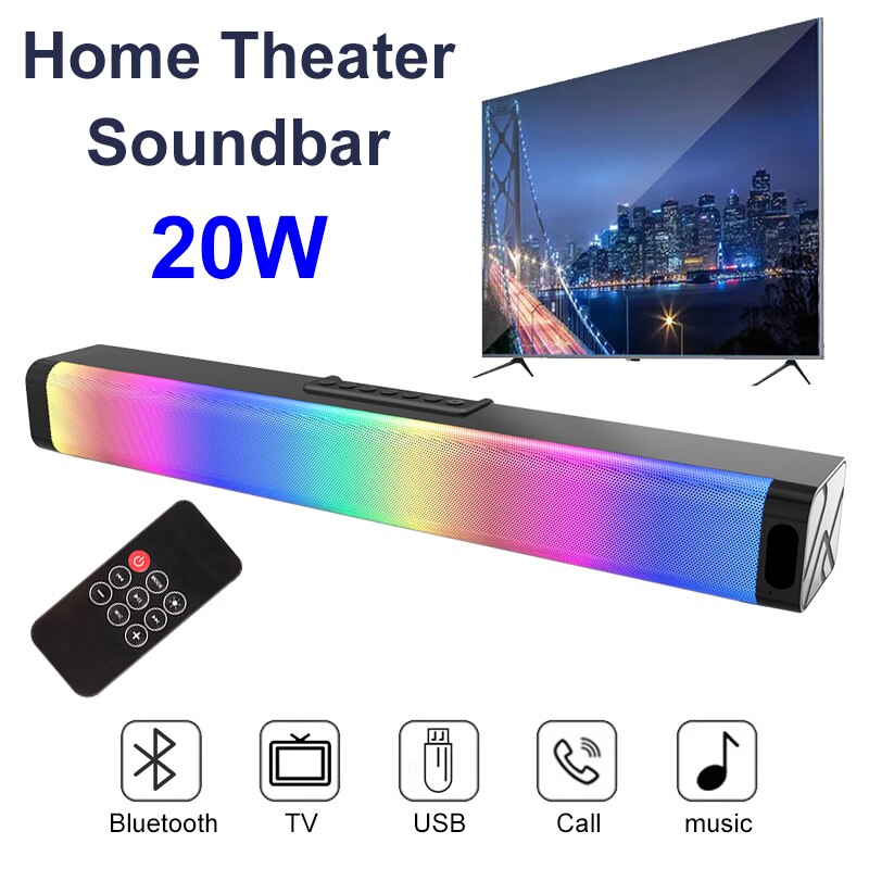 Orsda Speaker Tv Stereo Soundbar Aux 3.5Mm Wired BT5.0 Bluetooth Speakers Usb Draadloze Audio Home Theater Afstandsbediening Rrg 20W