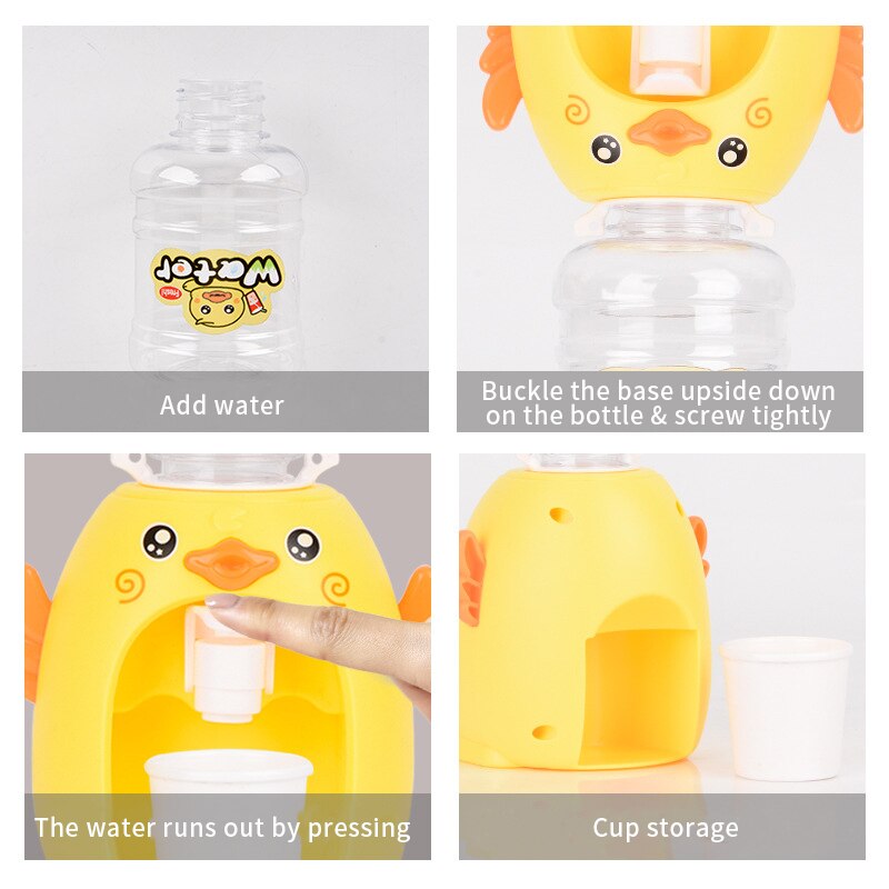 Mini vanndispenser baby leke morsom liten and drikkevannskjøler naturtro søte barn kosplsy rekvisitter hjem dekor ornament