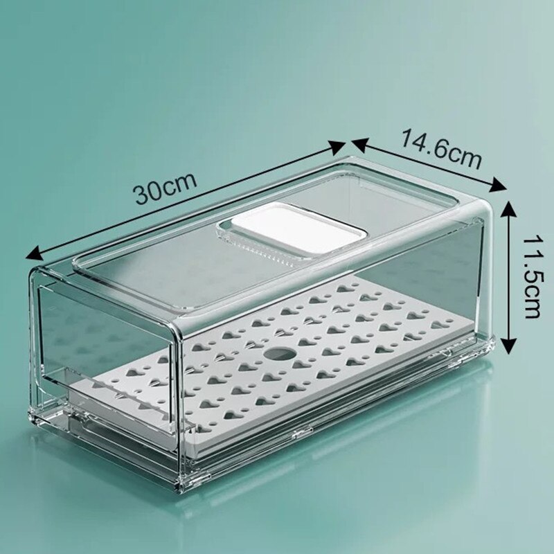 Stackable Kitchen Fridge Organizer Refrigerator Fresh-keeping Freezer Drawer Storage Box Food Sorting Container Bins Cabinet: B Type-M