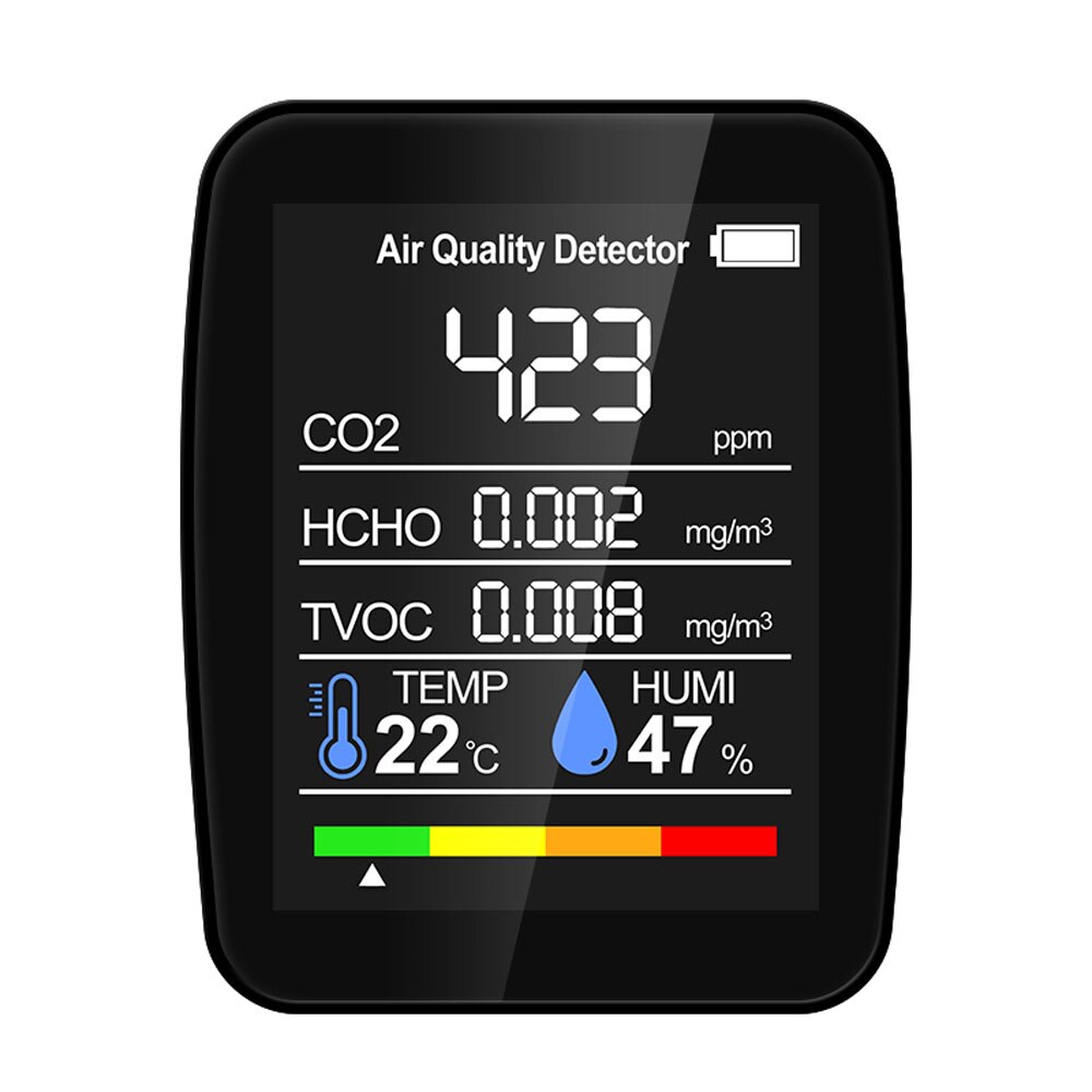 Luchtkwaliteit Detector CO2 Meter Met Kooldioxide Tvoc Formaldehyde Waarde Elektriciteit Hoeveelheid Temperatuur Vochtigheid Display