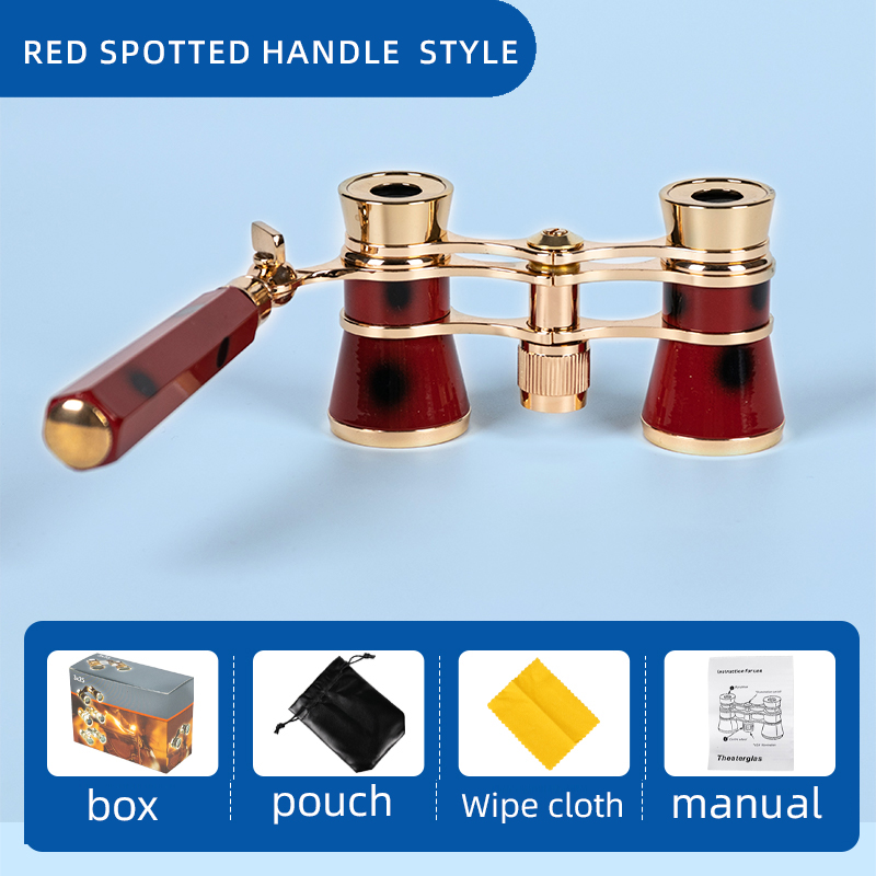 Binoculares portátiles 3X25, gafas de teatro de ópera de Metal, Mini Binocular compacto con cadena/mango para escenario, concierto, Camping