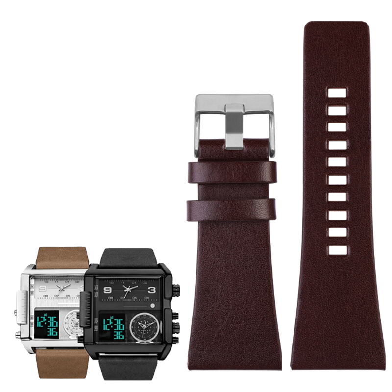 Echtes Lederarmband für Diesel DZ7406 DZ7408 DZ4280 DZ4343 Uhrenarmband 22 mm 24 mm 26 mm 28 mm 30 mm 32 mm 34 mm Herrenarmband: Schwarz grau / 19mm