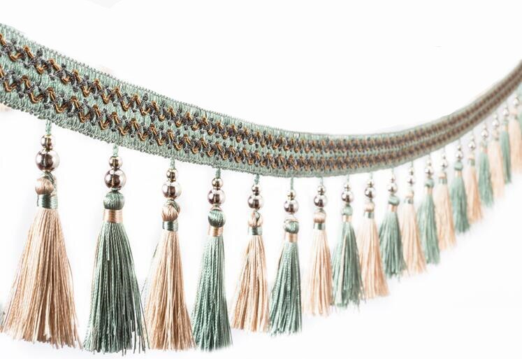 Cinta de ajuste de flecos para cortina, accesorio de decoración de encaje con cuentas para costura, 1 M, 6CM de ancho: G