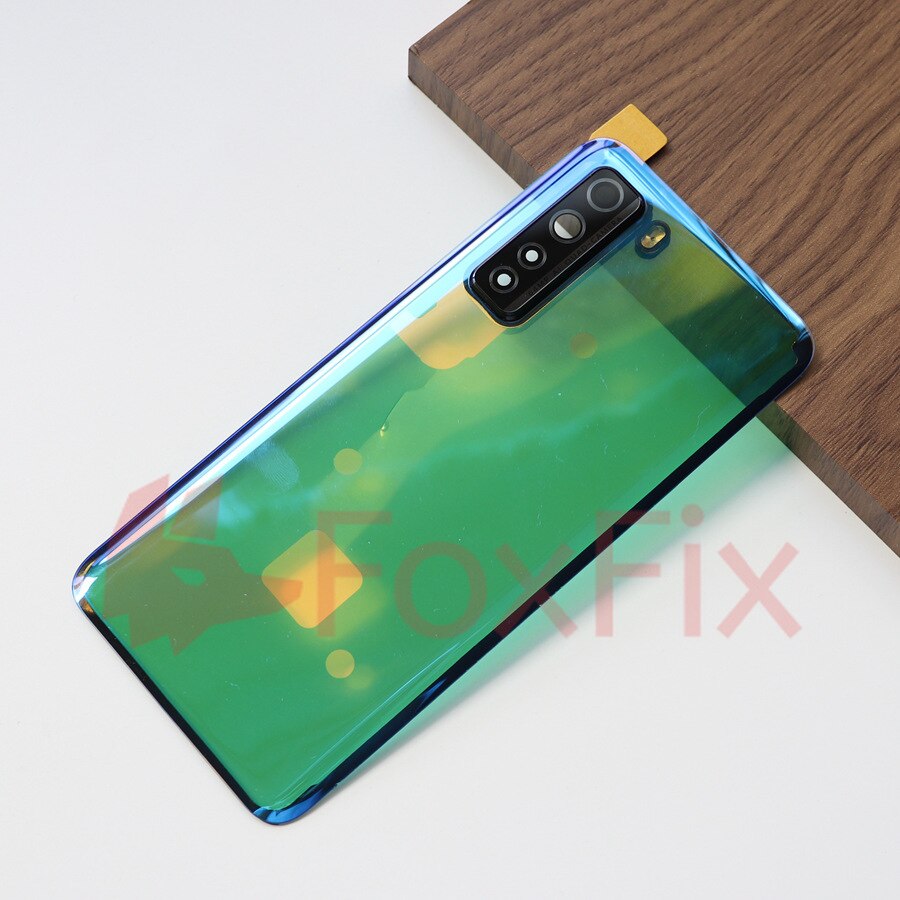 Tylna szklana pokrywa dla Huawei P40 Lite 5G pokrywa baterii tylna szklana obudowa tylna obudowa zamiennik dla honoru 30S rosja edycja: BlueClear With Lens