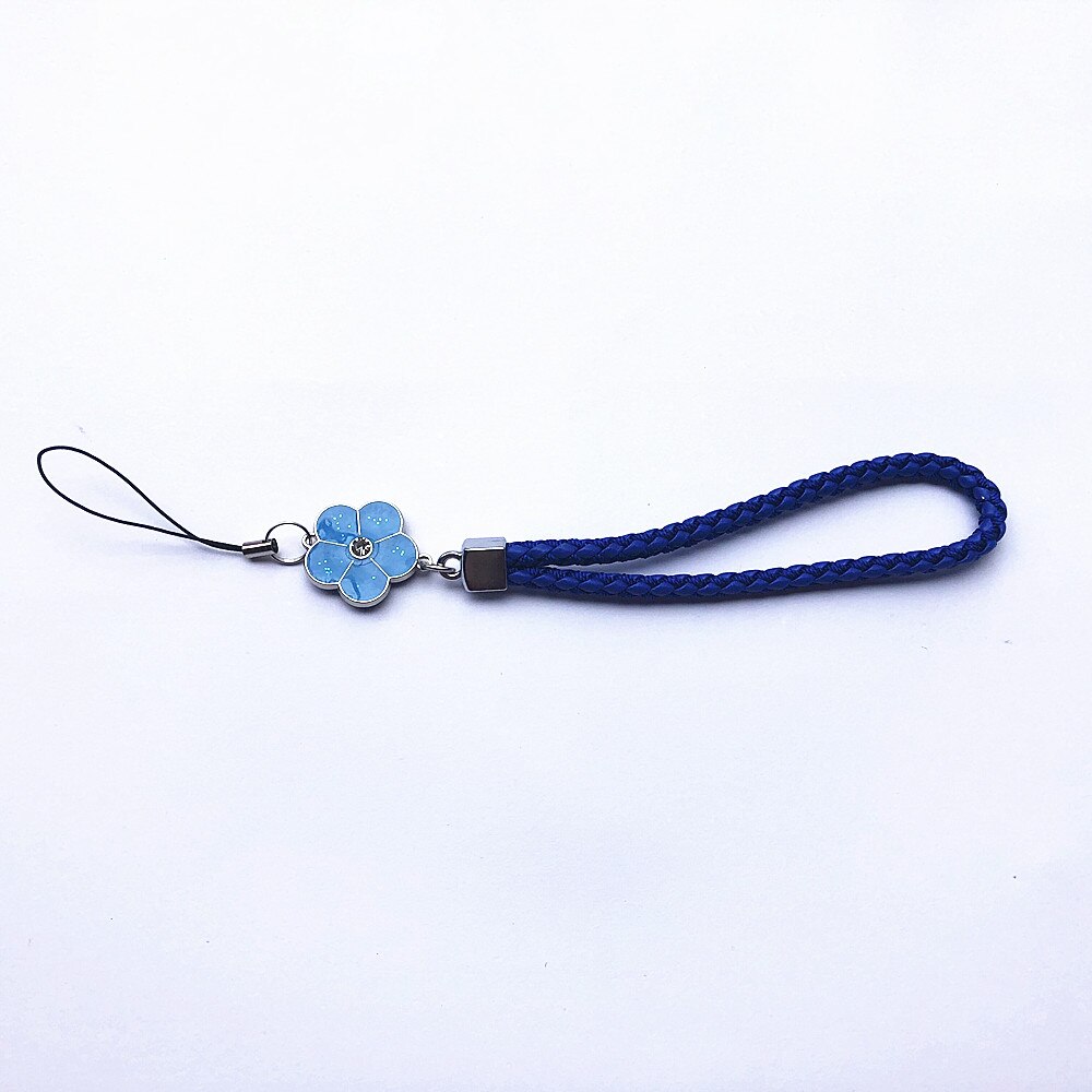 Courroie de poignet à main courte PU anti-dérapant sangles de téléphone portable pour iphone Samsung cordon téléphone main corde USB lanière Movil pour clés: blue