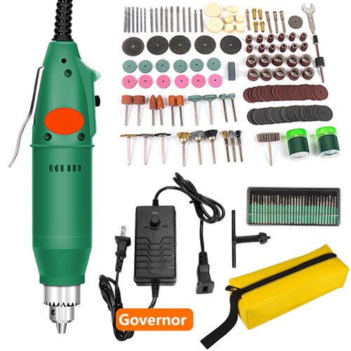 Mini taladro eléctrico de 110V/220V, herramienta rotativa de estilo Dremel con velocidad Variable positiva y negativa, herramientas eléctricas de molienda, bolígrafo grabador: Green-161PCS