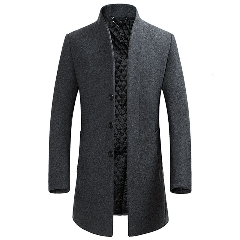 Bolubao märket herr ullblandningar kappor herr #39 ;s långa sektion slim fit trench tops vinter manlig ullblandningar kappa: Grå / M