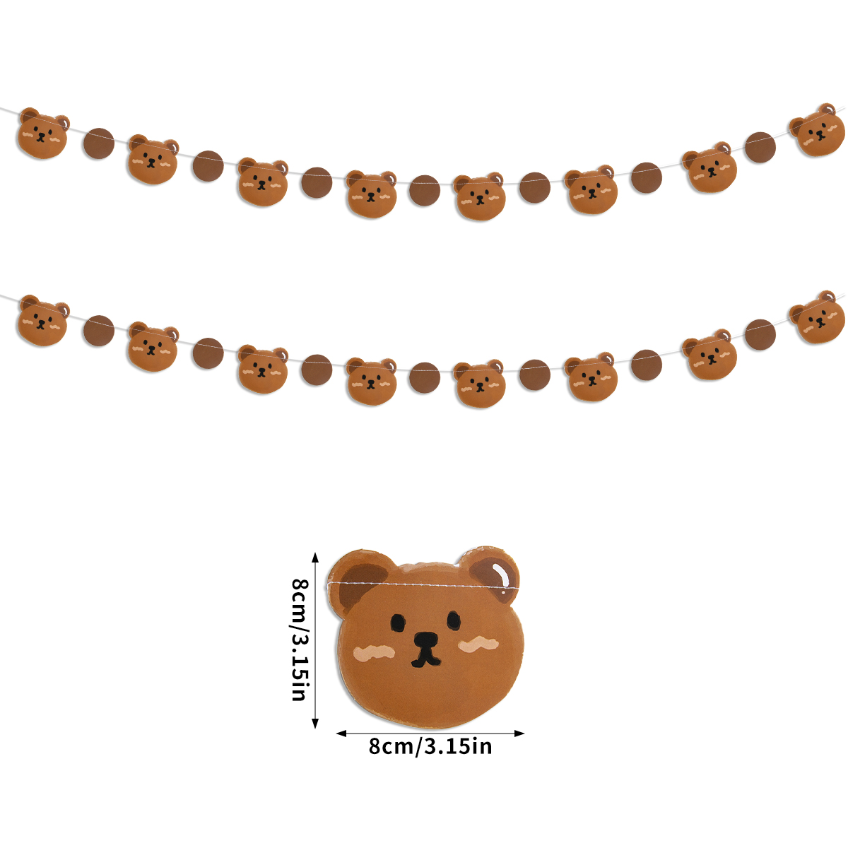 Cute bear Happy Birthday paper Banner Cartoon bear Garland flag wall hanging Bear Themed baby shower kids Birthday Party Decor: MINT GREEN