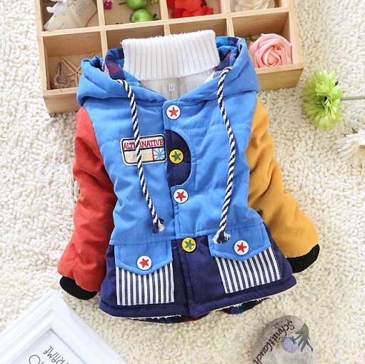 Kinderkleding patchwork jongens coole winter warme jas baby bovenkleding jassen truien jongens dons & parka's