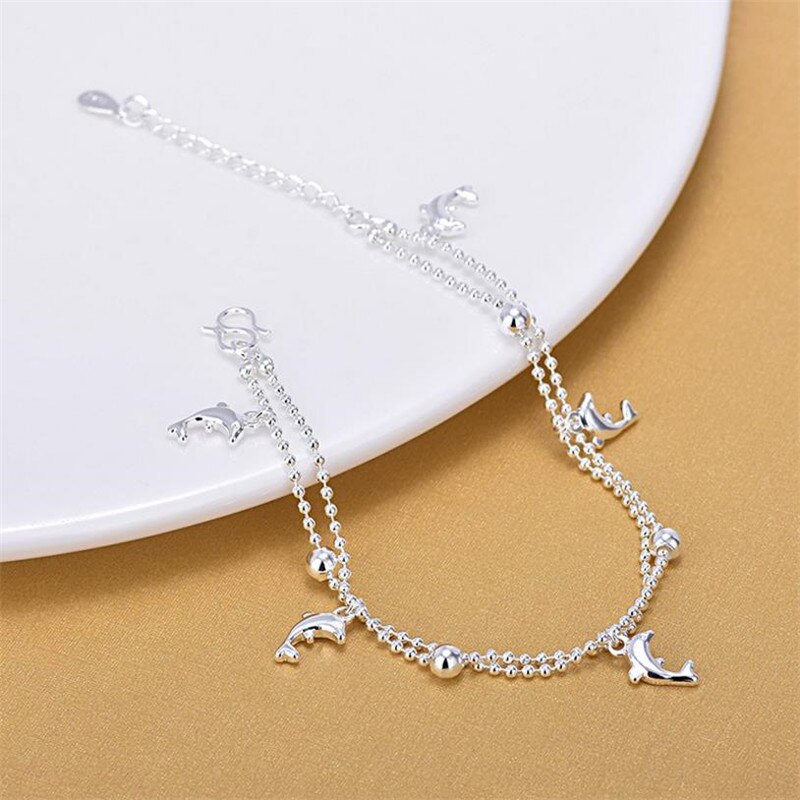 Everoyal Silver 925 Girl Anklet Jewelry Dolphin Silver Bracelets For Women Wedding Birthday Accessories Lady