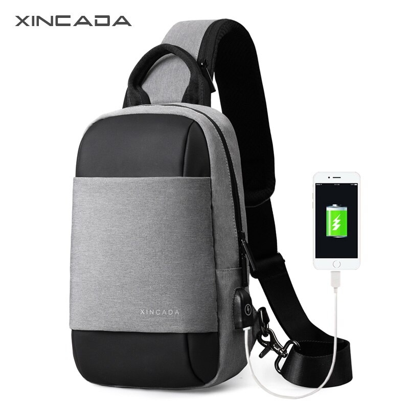 XINCADA Sling Bag Messenger Bag Chest Pack Crossbody Shoulder Bags Small Single Shoulder Packs Man Purses Murse and Bags: grey