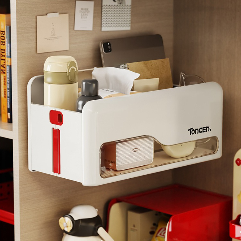 Organizador de escritorio plegable sin taladro para montaje en pared, caja de almacenamiento colgante multicolor para cocina, sala de estar, mesita de noche, gancho de almacenamiento para oficina