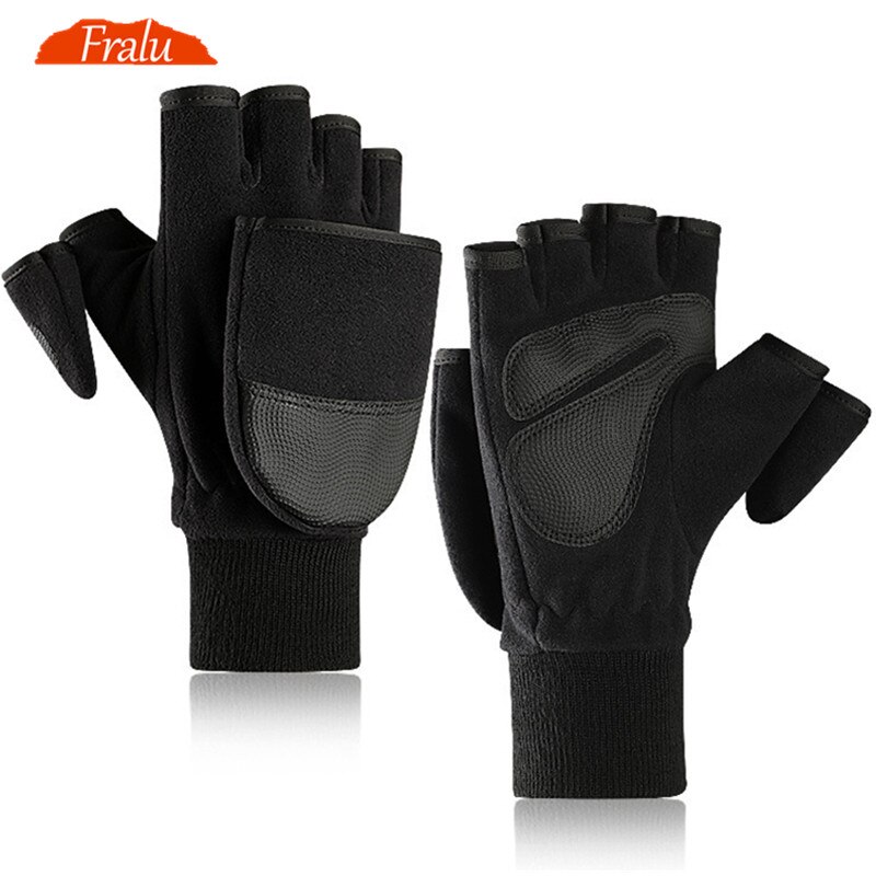 Mode Winter Warme Handschoenen Mannen Outdoor Fotografie Winddicht Vingerloze Handschoenen Comfortabele Zwarte Mannelijke Handschoenen