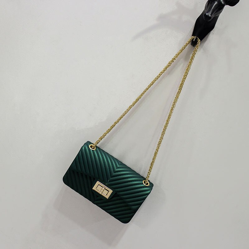 SHYAA Brand Matte Frosted Jelly Bag Trend Small Bag Chain Shoulder Messenger Bag Mini PVC Handbag: small green