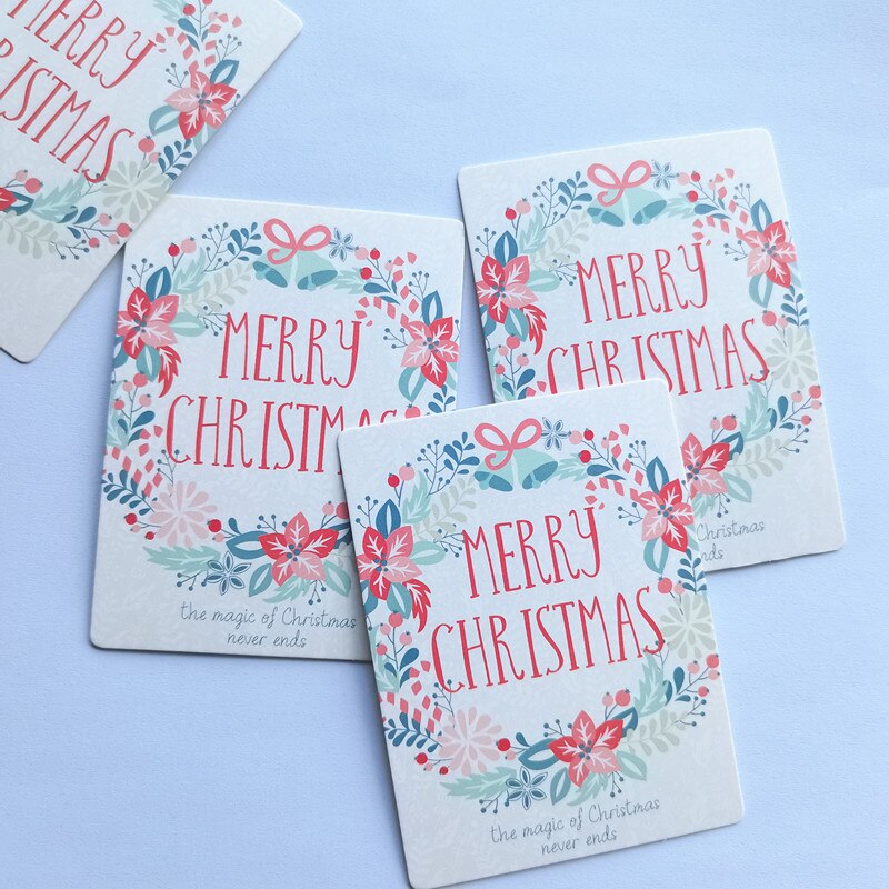 50pc/lot Christmas Snowman Deer Merry Christmas Small Message Card Writable Card 6x8cm decoration card: 6