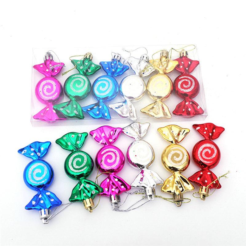 6Pcs Kleurrijke Kerst Decoratie Snoep Rekwisieten Opknoping Hanger Ornament Kerst Snoep Opknoping Benodigdheden Voor Kerstboom