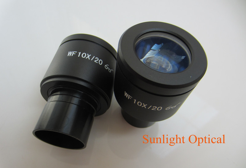 WF10X 20mm High Eyepoint Wide Angle School Biological Microscope Eyepiece Lens 23.2mm with Reading Micrometer Scale: 2pcs WF10X lens