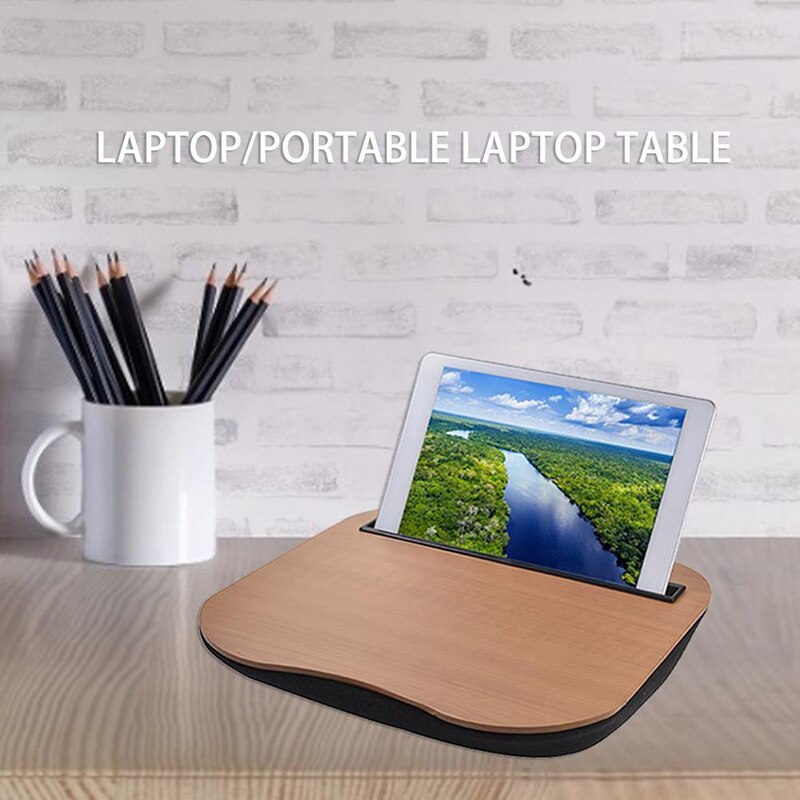 Multifunctional Lap Desk Laptop Holder Portable Computer Table with Phone Tablet Rack For iPad Study Work: Default Title