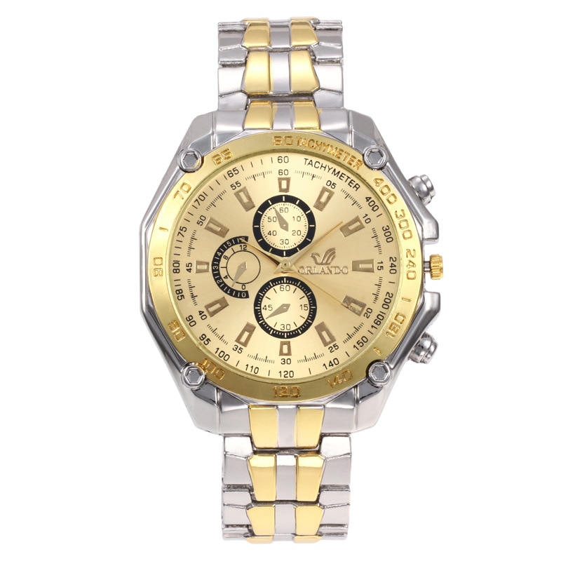 Ur mænd kvarts armbåndsur rustfrit stål mandlig ur luksus klassisk kjole ure relogio masculino reloj hombre: Guld