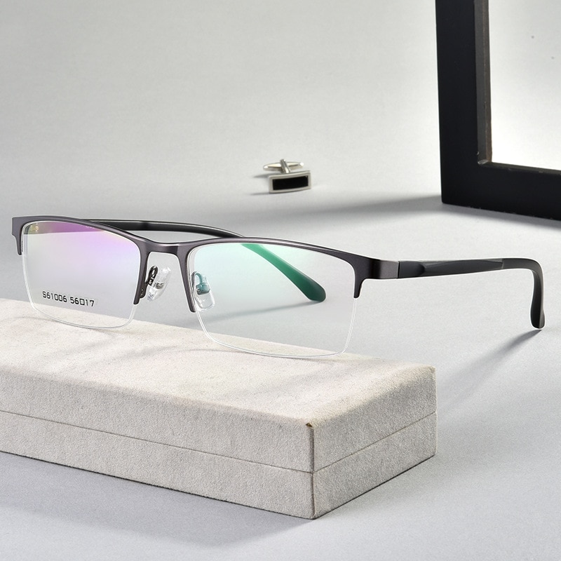 Alloy Frame Glasses Half Rim Eye Glasses Men Style Rectangle Spectacles Optical Glasses and Shortsighted Eyeglasses