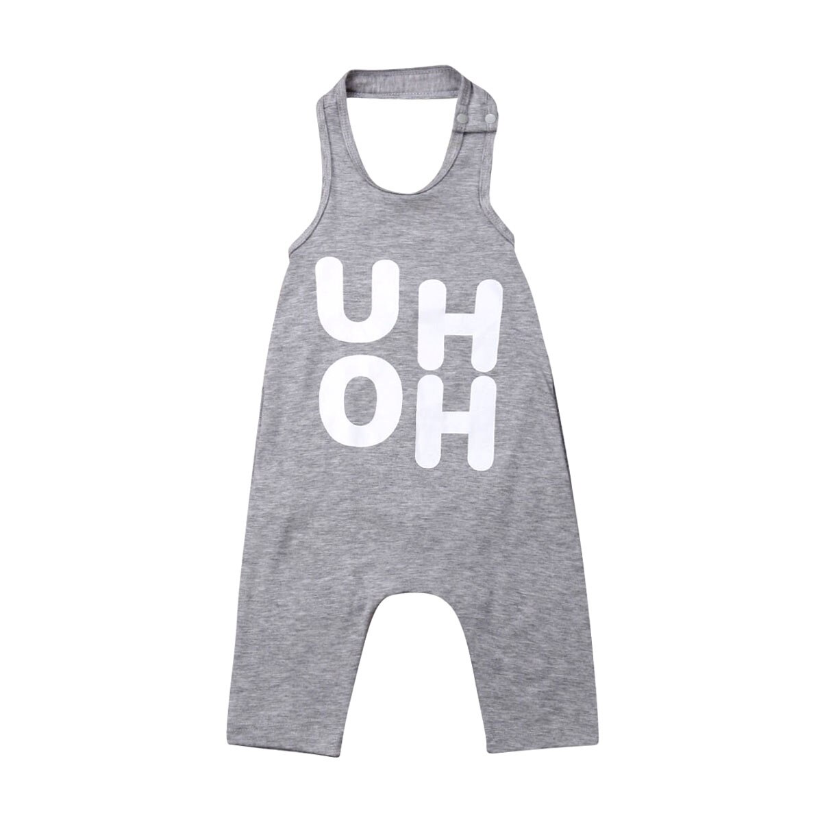 1-8 jaar peuter baby jongen meisje letter halter mouwloos romper jumpsuit overalls outfits zomer: Grijs / 6